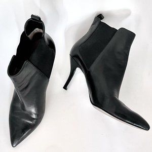Michael Kors Black Leather Booties with Pointed Toe (8.5)